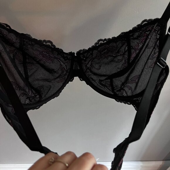 Wingslove lace bra size 44D Black & Pink Underwire Unlined NWT - Picture 9 of 10